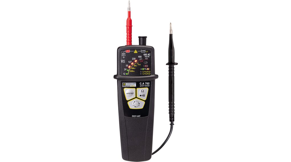 Spannings- en continuïteitsstester, IP65, Led, Visueel/auditief